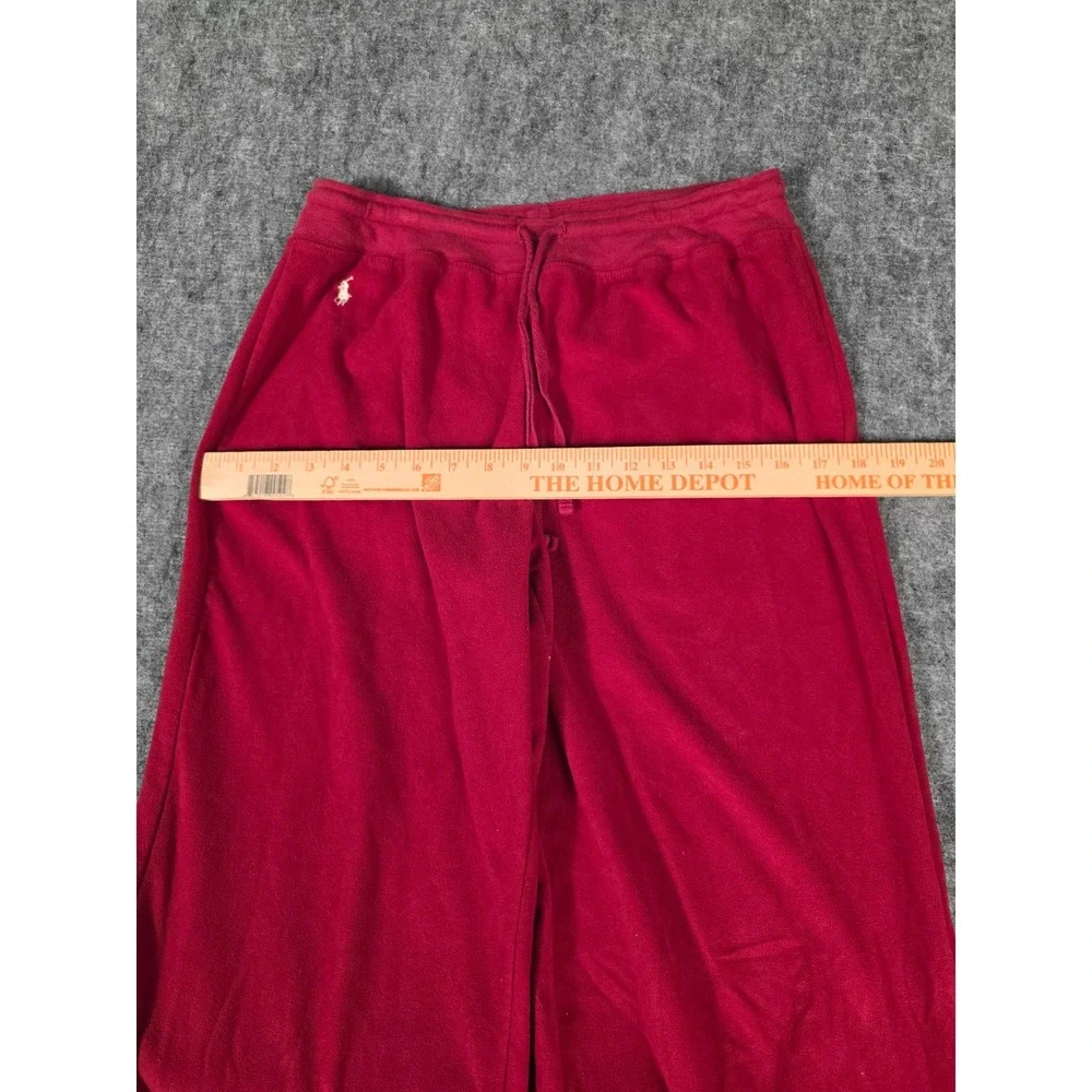 Ralph Lauren Pants Womens Small Velour Wide Leg Red Drawstring Lounge Fleece